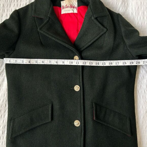 VTG Dark Green Wool Schoolboy Blazer Coat Womens XS/S Preppy Acadamia Holiday - Picture 12 of 16